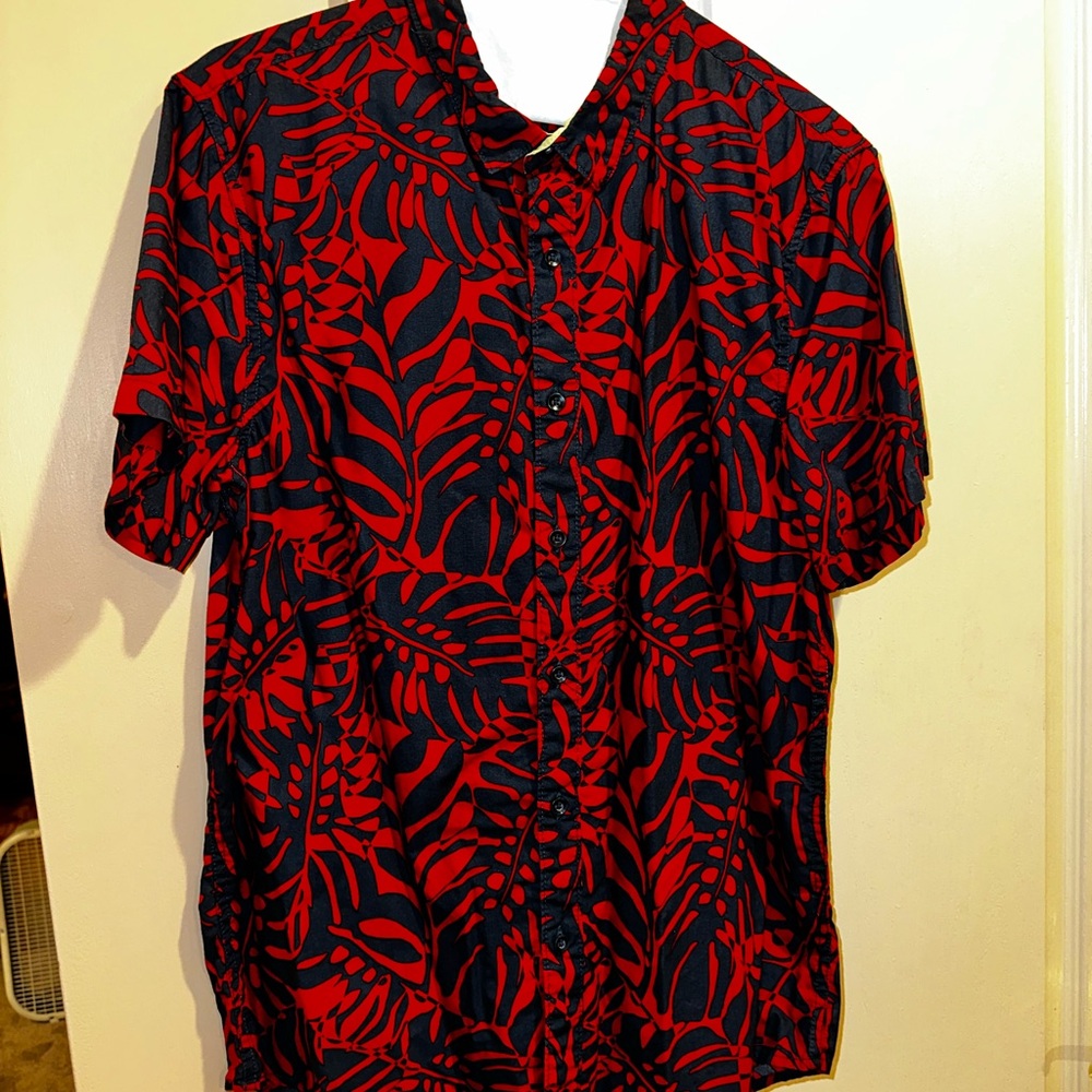 Men's Red and Black Rail Tropical Shirt